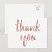 Rose or merci cartes postales, police de feuille (Devant / Derrière)