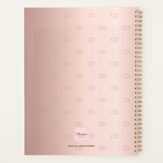 Rose or monogramme initiales script élégant (Dos)