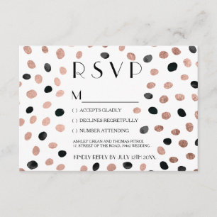 Rose or noir aquarelle points rsvp mariage