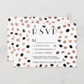 Rose or noir aquarelle points rsvp mariage (Devant / Derrière)