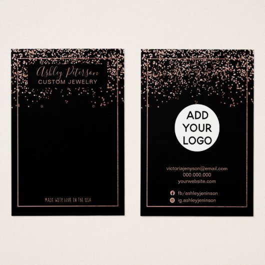 Rose or noir logo bijoux (Devant & derrière)