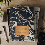 Rose or noir marbre avec cuivre étiquette école<br><div class="desc">Planificateur personnel,  scolaire ou professionnel en marbre de parties scintillant d'or noir et faux rose moderne avec un look métallique étiquette en cuivre. Personnalisez-le avec votre nom et votre texte.</div>