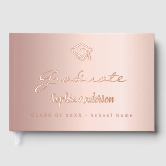 Rose or nom script casquette Graduation (Recto)