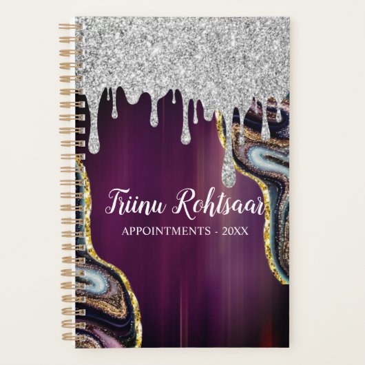 Rose or parties scintillant agate marbre monogramm (Devant)