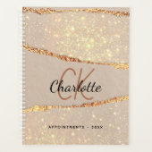 Rose or parties scintillant agate marbre monogramm (Devant)