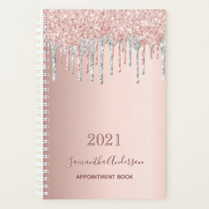 Rose or parties scintillant argent carnet de rende