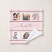 Rose or personnalisé photo collage script monogram (Gant de toilette)