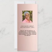 Rose or photo fun faits carte menu d'anniversaire (Dos)