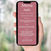 Rose or photo fun faits carte menu d'anniversaire