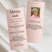 Rose or photo fun faits carte menu d'anniversaire
