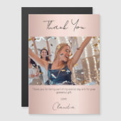 Rose or photo merci carte magnétique (Devant / Derrière)