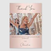 Rose or photo merci carte magnétique (Devant)