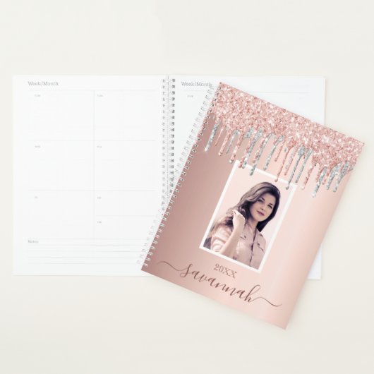 Rose or rose argent gouttes photo (Devant avec enveloppe)