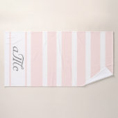 Rose or rose blanc rayures couple monogramme (Serviette de bain)