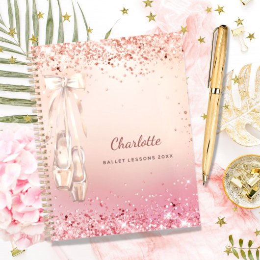 Rose or rose parties scintillant ballerine monogra