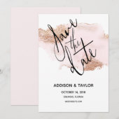 Rose or rose vif enregistrer la carte d'aquarelle  (Devant / Derrière)