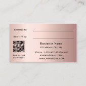 Rose or scintille code qr carte de référence profe (Dos)