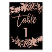 Rose or script Floral noir mariage numéro de table (Par défaut)