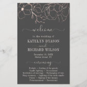 Rose or silhouette florale Programme de mariage (Devant)