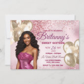 Rose & Or Sweet 16 Girl Birthday Invitation (Devant)