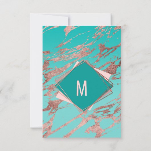 Rose or Turquoise marbre vert Merci diamant (Dos)
