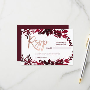 Rose or typographie Floral rouge rsvp mariage