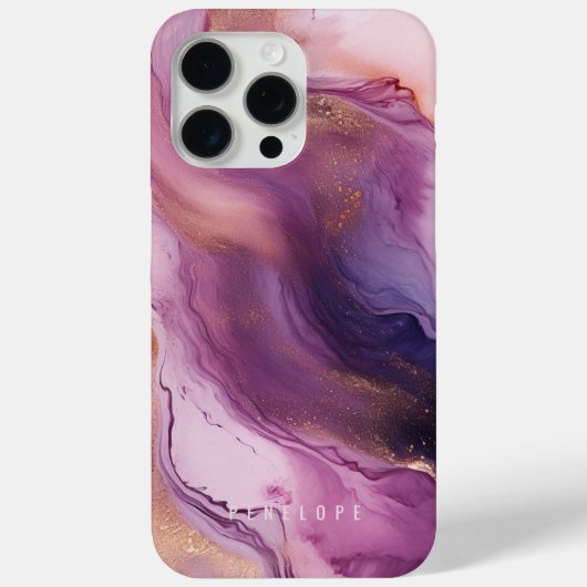 Rose or violet marbre violet Coque iphone (Verso)