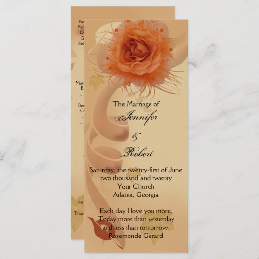 Rose orange dans le programme Mariage de automne (Devant / Derrière)