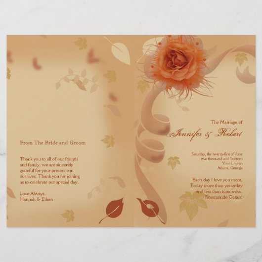 Rose orange dans le programme Mariage de automne (Devant)