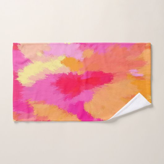 rose, orange et jaune (Serviette à main)
