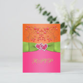 Rose, Orange, Lime Floral Coeurs joints carte RSVP (Debout devant)