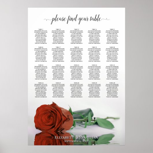 Rose orange rouille 20 Tableau Mariage de table (Devant)