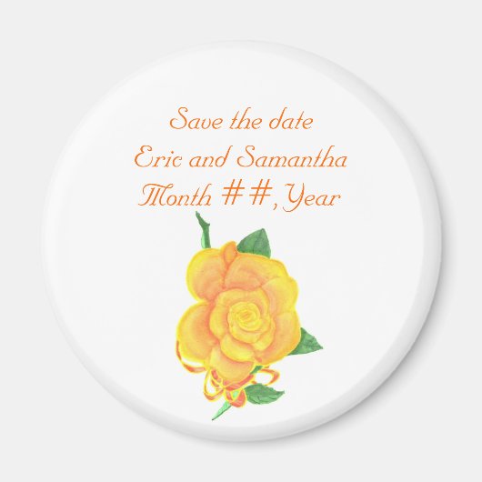 Rose orange, Sauvez les aimants de mariage date (Devant)