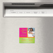 Rose orange vert Enregistrer la date Magnet photo (In Situ (Lave-vaisselle))