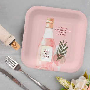 Rosé over Roses Valentijnsdag Feest Roze Wijn Papieren Bordje
