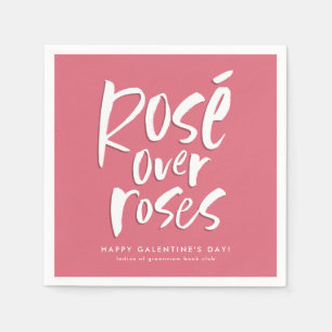Rosé over rozen leuk roze Galentine's vriendenfees Servet