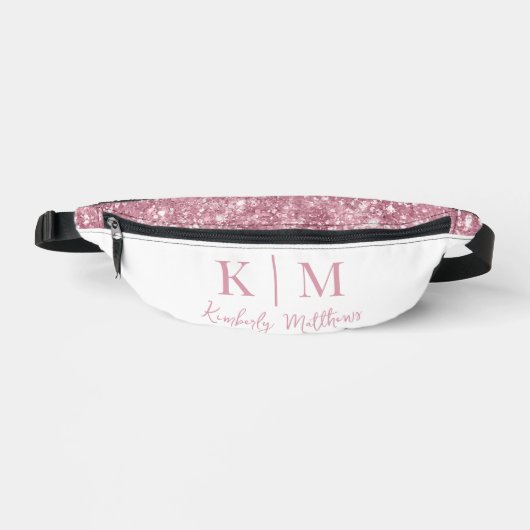 Rose Pailletée Glamour avec Initiales de Monogramm (Recto)