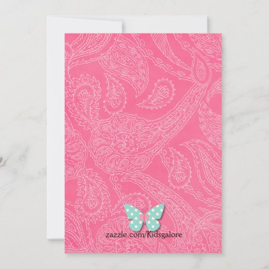 Rose pâle avec Baby shower papillon Invitation (Dos)