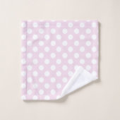 Rose Pâle Bébé et Blanc à Points (Gant de toilette)