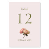 Rose pâle | Carte de numéro de table du Mariage ro (Par défaut)