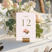 Rose pâle | Carte de numéro de table du Mariage ro