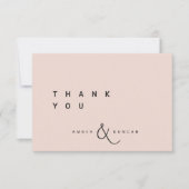 Rose pâle | Carte de remerciements Mariage simple (Devant)