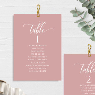 Rose Pâle, Cartes de Plan de Table avec Noms des I