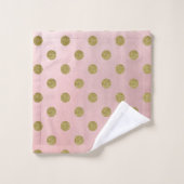 Rose Pâle Doré Pailleté Glamour Points Cute (Gant de toilette)