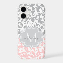 Rose Pâle et Damassé Gris Monogramme