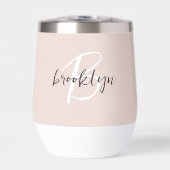 Rose Pâle Gris Blanc Monogramme Nom (Avant)