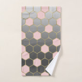Rose Pâle Gris & Or Hexagone Glamour Moderne (Serviette à main)