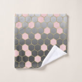 Rose Pâle Gris & Or Hexagone Glamour Moderne (Gant de toilette)