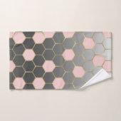 Rose Pâle Gris & Or Hexagone Glamour Moderne (Serviette à main)