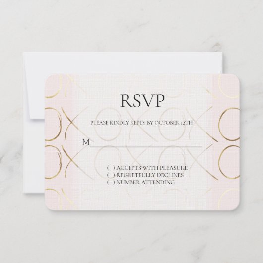 Rose Pâle Or XOXO Amour Mariage RSVP (Devant)